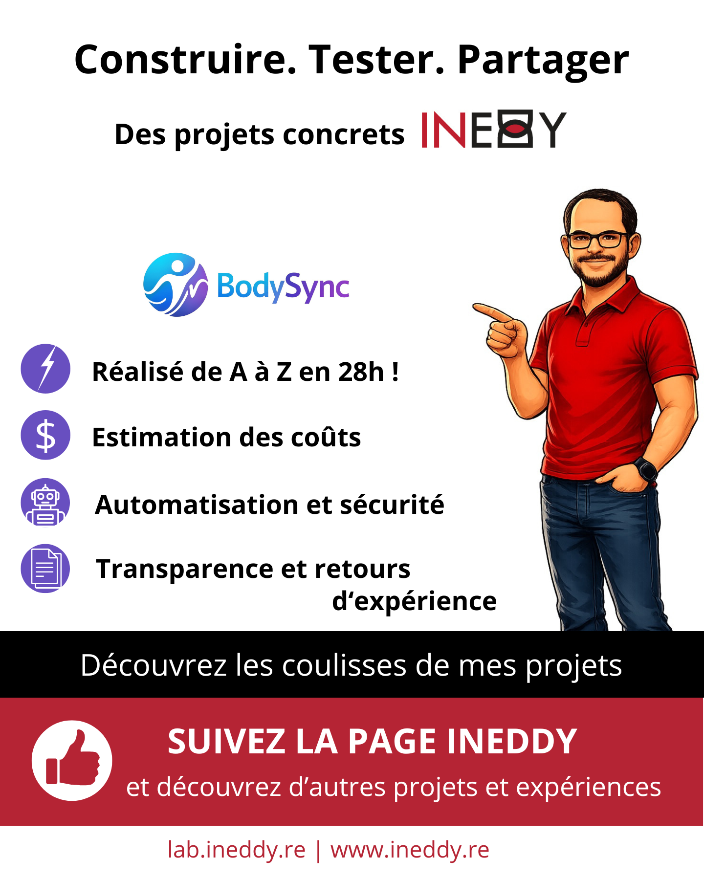 Publicité B — Construire, tester et partager des projets concrets avec Ineddy